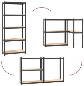 Estante 5 prateleiras 2 pcs madeira processada/aço antracite