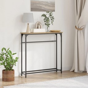 Mesa de Console vidaXL Carvalho Artesanal 75x19,5x75 cm Madeira de Eng