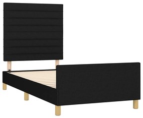 Estrutura de cama c/ cabeceira tecido 90x190 cm preto