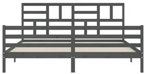 Estrutura de cama com cabeceira 200x200 cm madeira maciça cinza