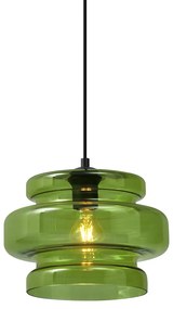 Candeeiro suspenso retro preto com vidro verde - Denise Retro