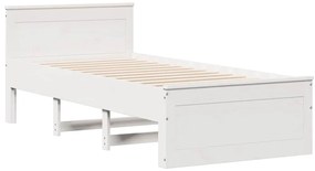 Estrutura de cama s/ colchão e c/ cabeceira pinho maciço branco