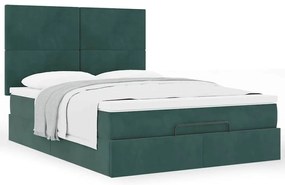 Estrutura cama otomana colchões 140x200 cm veludo verde escuro