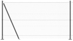 Cerca Hexagonal Cinza vidaXL 1,5x50 m Aço, Postes para Cerca vidaXL co