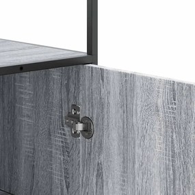Armário alto 35,5x35x139 cm madeira e metal cinza sonoma