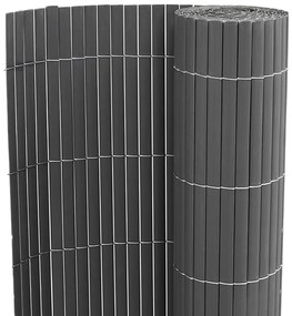 Cerca de jardim dupla face cinzento 1,8x5 m PVC