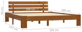 Estrutura de cama 180x200 cm pinho maciço castanho mel