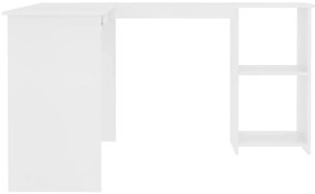 Secretária de canto forma L 120x140x75 cm contraplacado branco