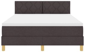 Cama Box spring com colchão e LED Castanho 140x190 cm Tecido