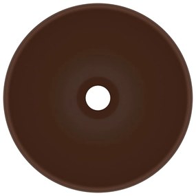 Lavatório WC luxuoso redondo 32,5x14cm cerâmica castanho mate