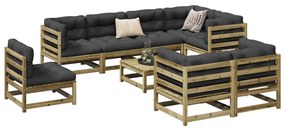 vidaXL 9 pcs conjunto sofás de jardim c/ almofadões pinho impregnado
