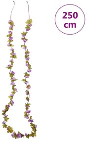 Grinaldas de flores de Natal 6 pcs 250 cm roxo claro