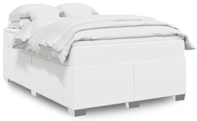 Cama com molas/colchão 140x200 cm couro artificial branco