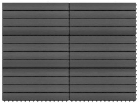149029 vidaXL Ladrilhos de pavimento 6 pcs WPC 1,08m² 60x30 cm preto