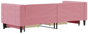 Sofá-cama com gavetão e gavetas 80x200 cm veludo rosa