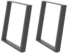 Pés para mesa de jantar em formato de U, 2 peças, antracite, 70x(72-73