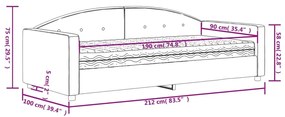 Sofá-cama com colchão 90x190 cm veludo cinzento-claro