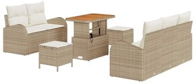 Conjunto de Sofá de Jardim de 8 Peças com Almofadas Beiges em Rattan d