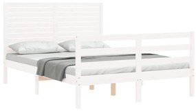 Estrutura de cama com cabeceira 120x200cm madeira maciça branco