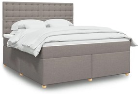 vidaXL Cama com molas/colchão 180x200 cm tecido castanho-acinzentado