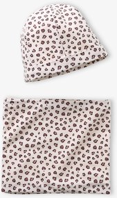Conjunto VERTBAUDET gorro e gola tubular em jersey para menina bege