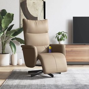 vidaXL Cadeira massagens reclinável c/apoio pés couro arti. cappuccino