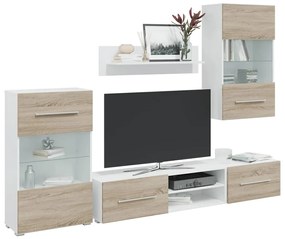 vidaXL Móveis de TV 5 peças com iluminação LED sonoma madeira carvalho