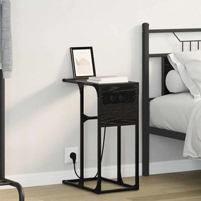 vidaXL Mesa-de-cabeceira Carvalho preto 41.5 x 26 x 60.5 cm