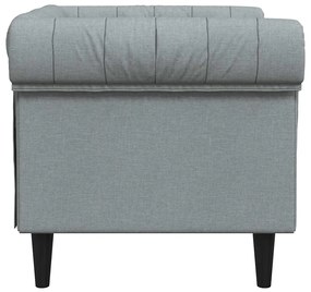 Sofá chesterfield tecido cinzento-claro