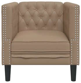 Sofá chesterfield couro artificial cappuccino