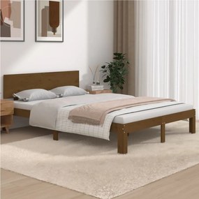 vidaXL Estrutura cama king 150x200 cm madeira maciça castanho-mel