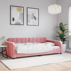 Sofá-cama 100x200 cm veludo rosa