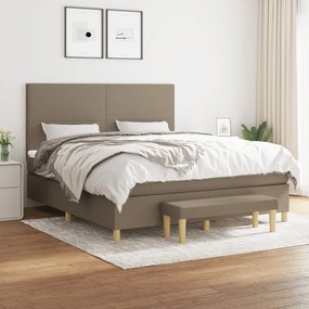 vidaXL Cama com molas/colchão 180x200 cm tecido castanho-acinzentado