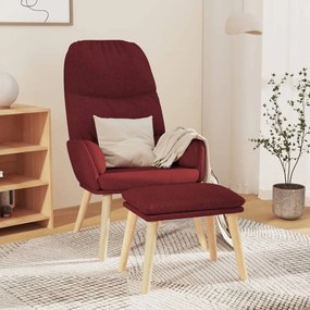 3097350 vidaXL Cadeira de descanso com banco tecido vermelho tinto