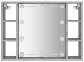 Armário espelhado com LED 76x15x55 cm sonoma cinza
