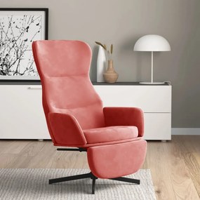 3097499 vidaXL Cadeira de descanso com apoio de pés veludo rosa