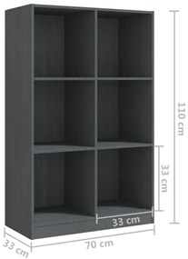 Estante 70x33x110 cm madeira de pinho maciça cinzento