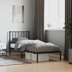 vidaXL Estrutura de cama com cabeceira 80x200 cm metal preto