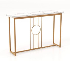 Mesa consola de entrada moderna, Mesa lateral longa com moldura em ouro 120 x 30 x 80,5 cm Dourada