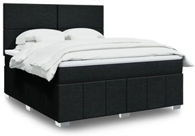 vidaXL Cama com molas/colchão 180x200 cm tecido preto