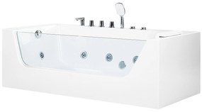 Banheira de hidromassagem de canto versão à direita em acrílico branco 170 x 80 cm PUQUIO Beliani