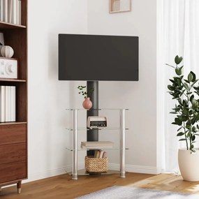 vidaXL Suporte canto TV 32-70 polegadas 4 prateleiras preto/prateado