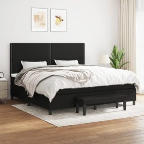 vidaXL Cama com molas/colchão 200x200 cm tecido preto