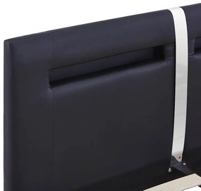 Estrutura de cama com LED 140x200 cm couro artificial preto