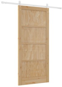 Porta Deslizante vidaXL com Conjunto de Hardware 93x202 cm Madeira Mas