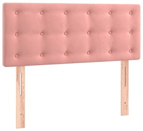 Cama box spring c/ colchão/LED 90x190 cm veludo rosa