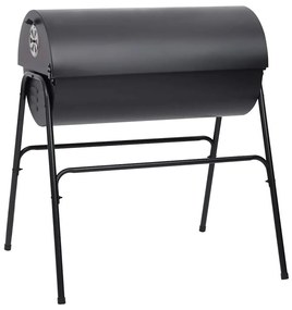 Grelhador barril c/ 2 grelhas de cozinhar 80x95x90 cm aço preto