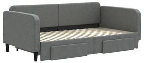 Sofá-cama c/ gavetão e gavetas 90x190 cm tecido cinzento-escuro