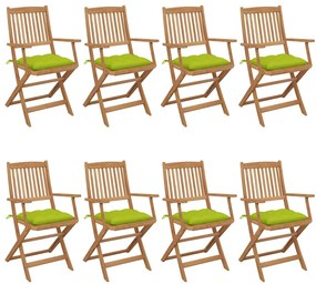 Cadeiras de jardim dobráveis 8 pcs c/ almofadões acácia maciça