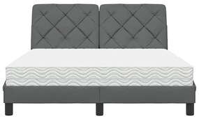 Cama com colchão 140x200 cm tecido cinzento-escuro